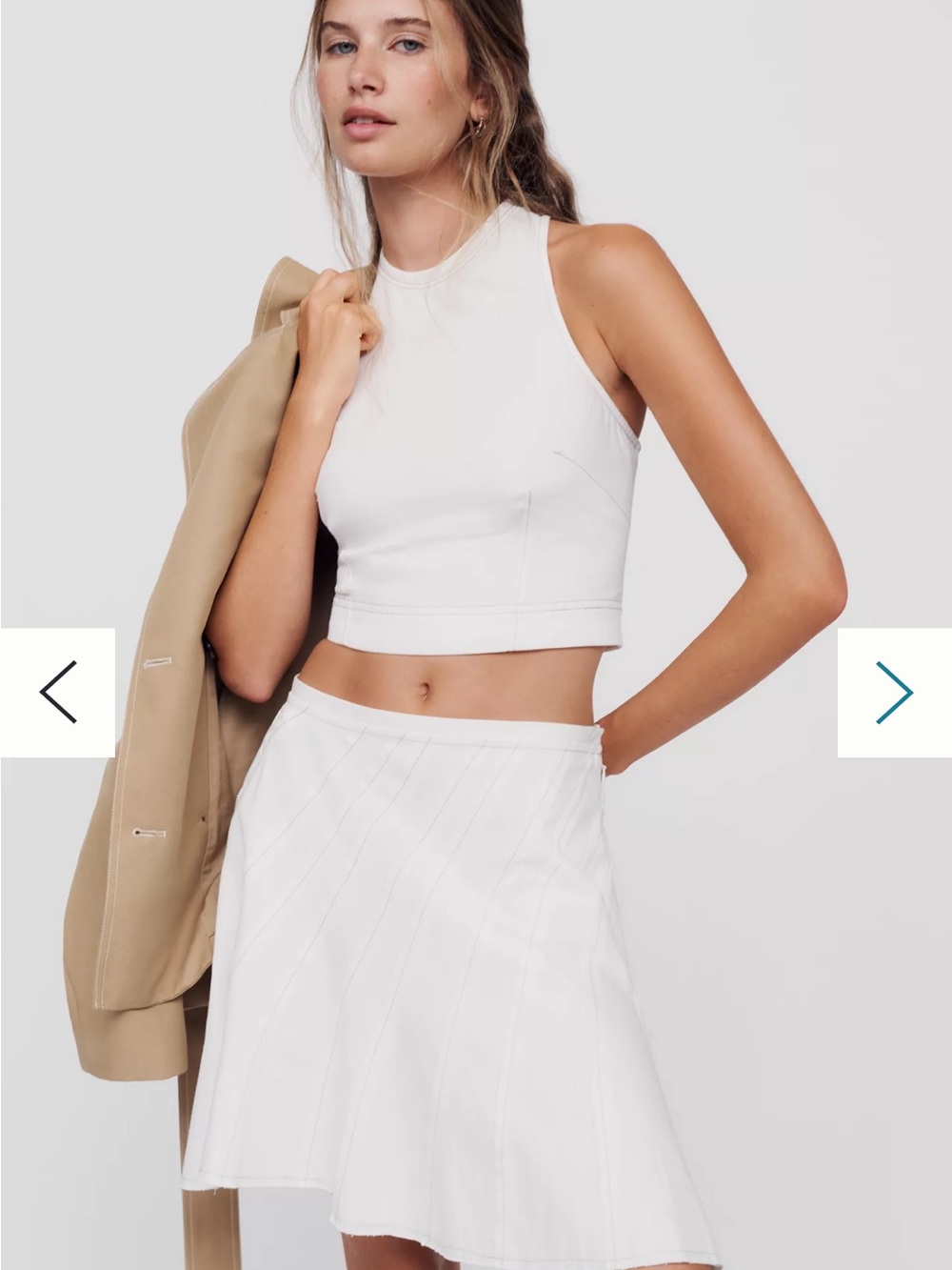 Maeve White High-Neck Cropped Tank